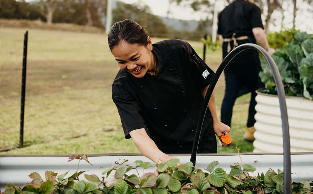 Woman with planting tray