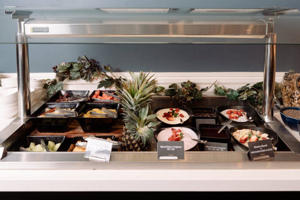 Fresh fruit and yoghurt on the breakfast buffet in The Conservatory