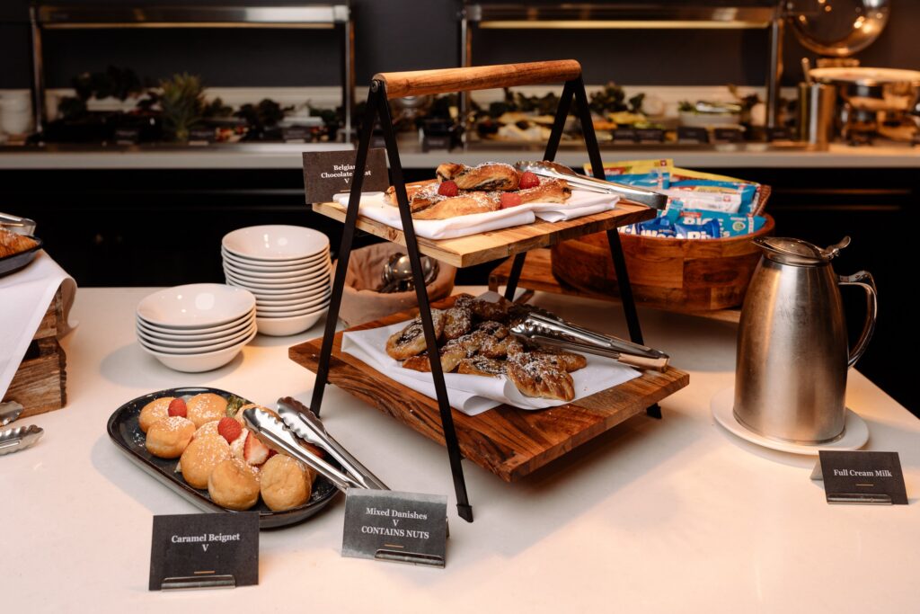 Pastries and bread on the breakfast buffet in The Conservatory